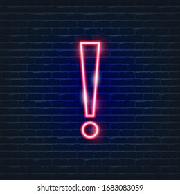 Icono de signo de exclamación de neón. Signo de peligro brillante. Epidemia Coronavirus 2019-nCoV. Elementos de diseño de vectores.