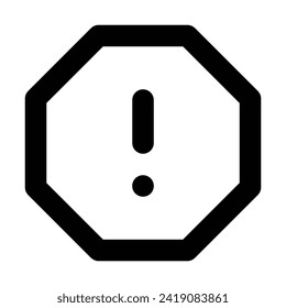 exclamation mark of octagon alert warning icon sign vector flat design for website app mobile UI