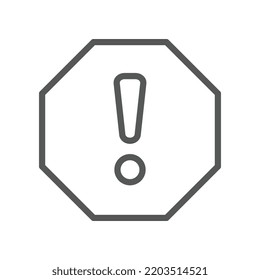 exclamation mark in octagonal shape for hazard warning symbol. Beware secure caution in traffic road. Warning pop up Attention, warning icon. Vector illustration filled outline style. EPS10