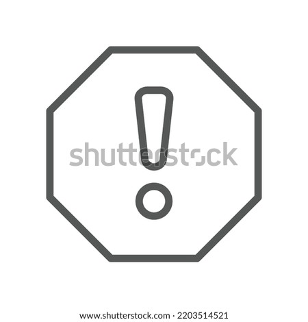 exclamation mark in octagonal shape for hazard warning symbol. Beware secure caution in traffic road. Warning pop up Attention, warning icon. Vector illustration filled outline style. EPS10