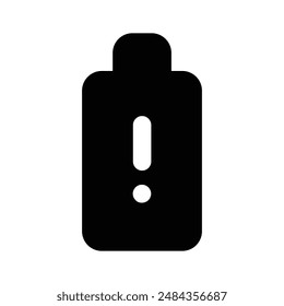 Exclamation mark on battery concept icon of battery alert