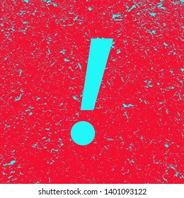 
Exclamation mark on grunge background. Red banner with blue exclamation sign. Poster. Vector illustration.