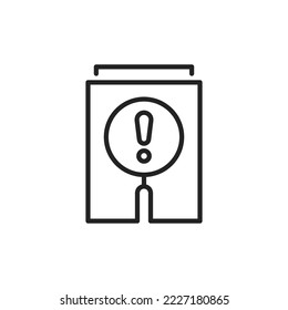 exclamation mark on paper like crisis audit icon. simple outline alert doc symbol logotype graphic web element design isolated on white. concept of important tax statistics or business procedure sign