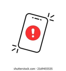 exclamation mark on thin line phone like alert. flat stroke art trend modern access logo graphic web linear design element. concept of smart cellphone symbol like get announcement information