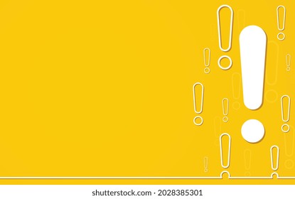 Marca de exclamación sobre fondo amarillo. Concepto de ayuda.