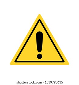 exclamation mark on yellow triangle traffic sign isolated on white background. vector illustration