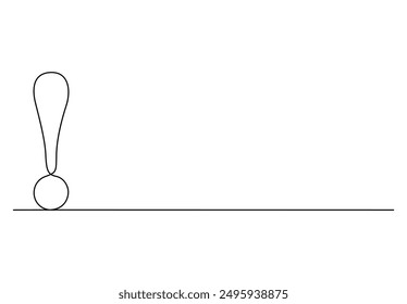 Exclamation mark in one continuous line drawing vector illustration