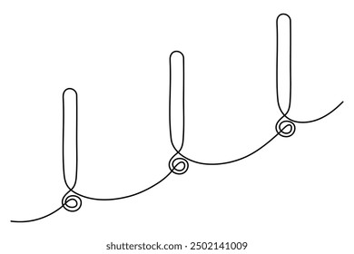 Exclamation mark one line art,hand drawn admiration sign,idea continuous contour.Query attention concept, finding answer.Trendy template for web design,social media,presentation.Editable stroke.