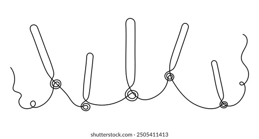 Exclamation mark one line art,hand drawn admiration sign,idea continuous contour.Query attention concept, finding answer.Trendy template for web design,social media,presentation.Editable stroke.