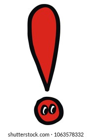 exclamation mark, pen drawing, funny vector illustration
