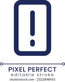 Icono de ui lineal perfecto para píxel de signo de exclamación. Error del sistema. Requiere atención. GUI, diseño UX. Esquema de elemento de interfaz de usuario aislado para aplicación y web. Trazo editable. Fuente de Poppins utilizada