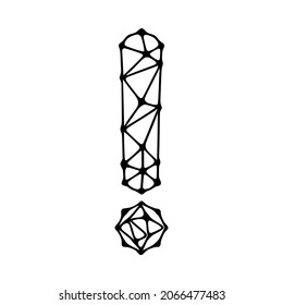 Exclamation mark polygonal symbol, clip art isolated on white background