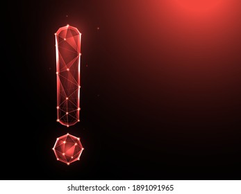 Exclamation mark polygonal vector illustrations on a blue background.