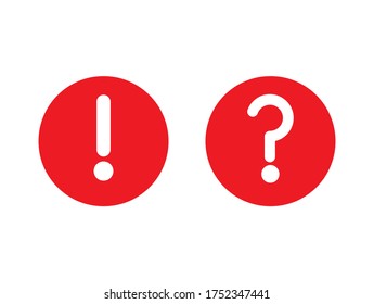 Exclamation mark and Question Mark in Red Circle - Transparent Background