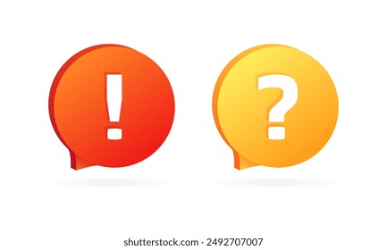 Exclamation mark and question mark set icons. Message bubble icons. Flat style. Vector icons.