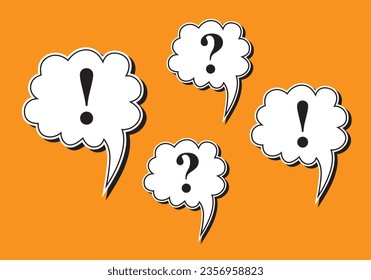 Exclamation mark and question mark symbol icon in cloud frame vector illustration