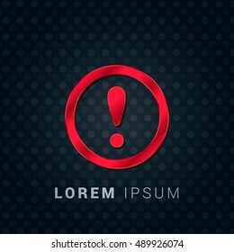 Exclamation Mark Red chromium precious metallic 3D Icon / Logo Design