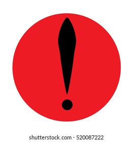 Exclamation mark in red circle. Vector icon. Flat design