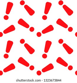Exclamation mark red on a white background, seamless pattern, for the designer, vector