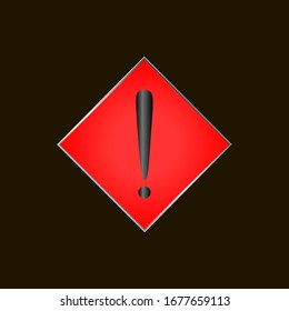 exclamation mark in a red rhombus on a black background