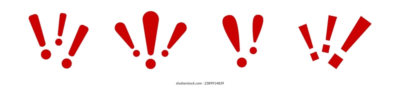 Exclamation mark. Red vector warn sign. Caution or attention icon. Exclamation danger sign.