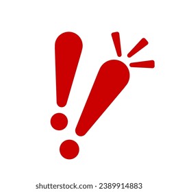 Exclamation mark. Red vector warn sign. Caution or attention icon. Exclamation danger sign.