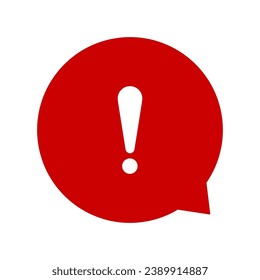 Exclamation mark. Red vector warn sign. Caution or attention icon. Exclamation danger sign.