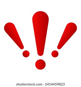Exclamation mark. Red vector warn sign. Caution or attention icon. Exclamation danger sign.