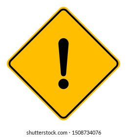 Exclamation mark and road sign on white