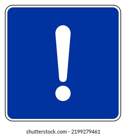 Exclamation mark and road sign on white