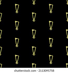 exclamation mark seamless pattern, bright vector illustration on black background.