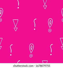Exclamation mark seamless pattern on white background. Hand drawn vector elements.Vector sketch question marks background
