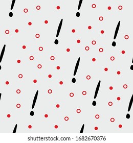 Exclamation mark seamless pattern on white background. Hand drawn vector elements.Vector sketch question marks background