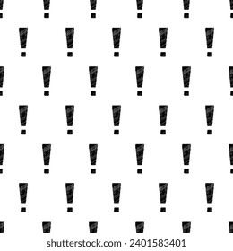 Exclamation mark seamless pattern. Repeating important patern. Black simple attention marks on white sample background. Repeated modern wallpaper for prints design. Repeat swatch. Vector illustration