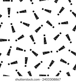 Exclamation mark seamless pattern. Repeating important patern. Black simple attention marks on white sample background. Repeated modern wallpaper for prints design. Repeat swatch. Vector illustration