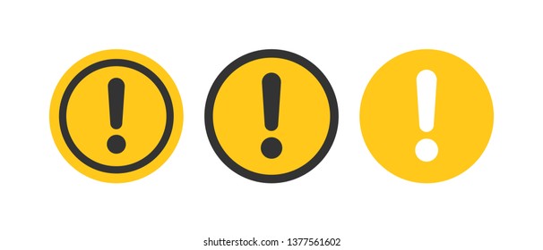 Exclamation mark set icons in flat style. Danger alarm collection vector illustration on white isolated background. Caution risk business concept.