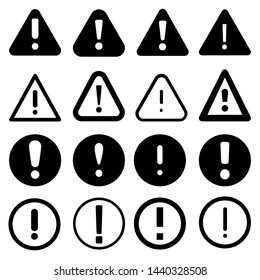 Exclamation mark set icons vector. Danger alarm collection illustration . Caution risk business concept.
