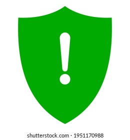 Exclamation mark and shield on white