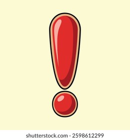 Exclamation Mark Shiny red glossy exclamation mark on a pale yellow backdrop