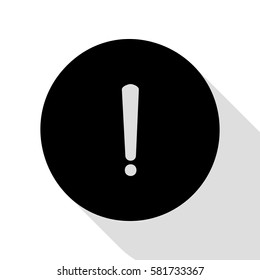 Exclamation mark sign. Black icon with flat style shadow path.