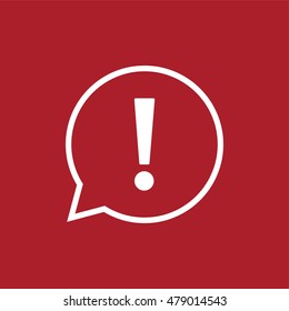 Exclamation mark sign icon in chat bubble symbol . Vector illustration