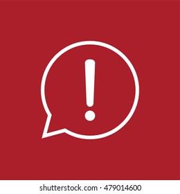Exclamation mark sign icon in chat bubble symbol . Vector illustration