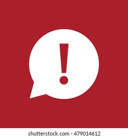 Exclamation mark sign icon in chat bubble symbol . Vector illustration