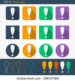 Exclamation mark sign icon set - vector