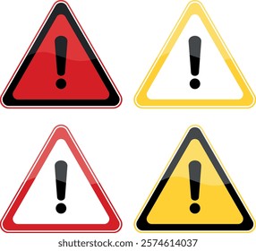 exclamation mark sign icon in yellow and red triangle modern , caution warning attention signs