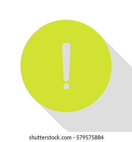 Exclamation mark sign. Pear icon with flat style shadow path.