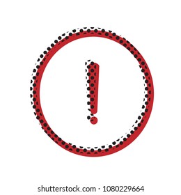 Exclamation mark sign. Vector. Brown icon with shifted black circle pattern as duplicate at white background. Isolated.