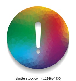 Exclamation mark sign. Vector. Colorful icon with bright texture of mosaic with soft shadow on white background. Isolated.