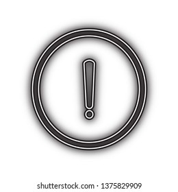 Exclamation mark sign. Vector. Double contour black icon with soft shadow at white background. Isolated.