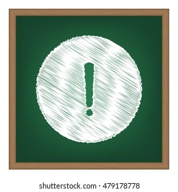 Exclamation mark sign. White chalk effect on green school board.